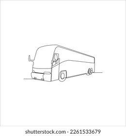continuous line art of bus transportation