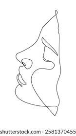 Continuous line art of a calming face for artwork, digital assets, printable design