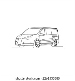 arte de línea continua del coche de la camioneta de camper