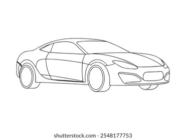 Continuous Line Art of Car – Minimalist Automobile and Transportation Illustration
