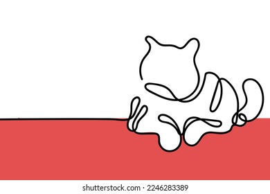 Continuous line art of a cat. Outline concept and abstract art. wallpaper design elements. 