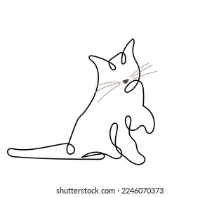 Continuous line art of a cat. Cat Vector art. Pet Abstract art