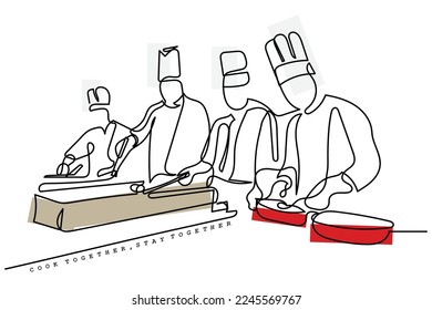 Continuous line art of a chef in hat. Vector art. Poster design ideas and elements. Culinary art. 