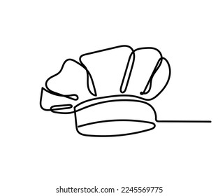 Continuous line art of a chef in hat. Vector art. Poster design ideas and elements. Culinary art. 
