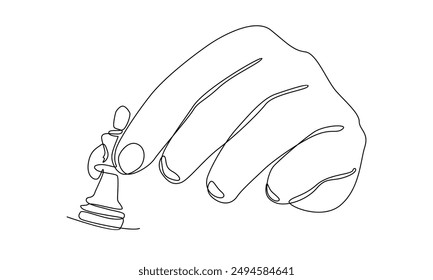 continuous line art of chess game concept vector illustration