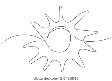Sol de círculo de arte de línea continua, esbozo de línea única, doodle aislado sobre fondo blanco. Resumen del elemento dibujado a mano de un icono moderno