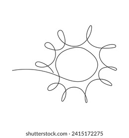 Sol de círculo de arte de línea continua, esbozo de línea única, doodle aislado sobre fondo blanco. Resumen del elemento dibujado a mano de un icono moderno