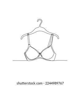 continuous line art of clothes hanger hand and bra