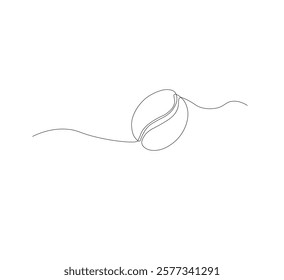 continuous line art of coffee beans. white background,Coffee beans morning cafe hot drink silhouette concept design one sketch outline drawing vector illustration