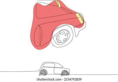Continuous line art or color composite Single Line Drawing of a car is a vector illustration of automotive drawings