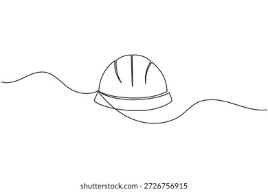 Continuous line art construction hard hat safety helmet vector illustration