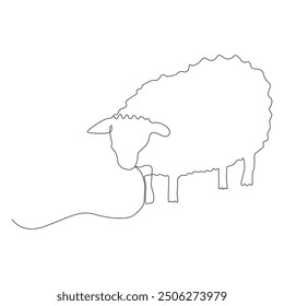 Continuous line art of a cute sheep.