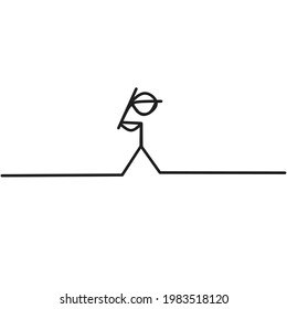 Continuous line art design of man playing baseball in single line design. 