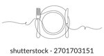 Continuous Line Art of Dinner Plate and Cutlery,Continuous Line Art of Plate with Spoon and Fork,Continuous Line Drawing of Plate, Fork, and Knife,Minimalist One Line Art of Fork, Knife, and Spoon,