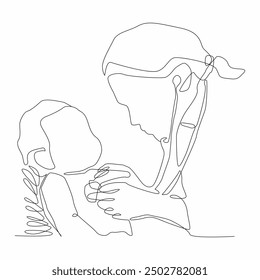 Continuous line art of doctor with his patient.