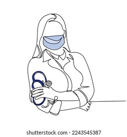 Continuous line art of doctors. Vector art concept. Medicine and highest academic degree. Health care. Physicians vector concept art. One line art. Minimalism.