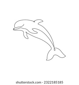 Continuous line art dolphin vector