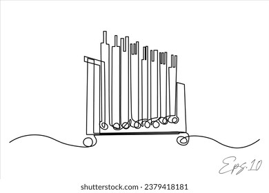 continuous line art drawing of the angklung musical instrument