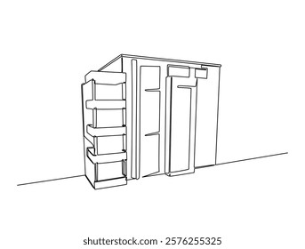 Continuous line art drawing of architecture building design. Modern building architecture single line art drawing vector illustration. Editable stroke.