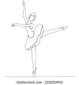 
Continuous Line Art Drawing. Ballerina ballerina dancer. Vector Illustration