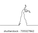 Continuous Line Art Drawing. Ballet Dancer ballerina. Vector Illustration. Total editable, choose thickness and place of line