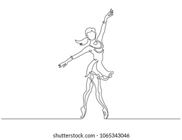 Continuous Line Art Drawing. Ballet Dancer ballerina. Vector Illustration