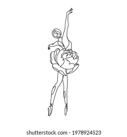 Kunstzeichnung für kontinuierliche Linien. Ballett Dancer Ballerina. Vektorgrafik