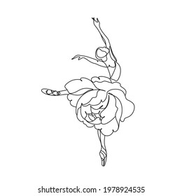 Dibujo continuo de líneas. Bailarina bailarina de ballet. Ilustración vectorial