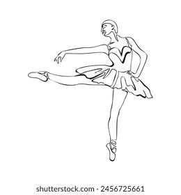 Continuous Line Art Drawing. Ballet Dancer ballerina. Vector Illustration silhouette of a dancer