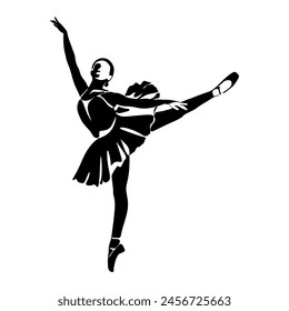 Continuous Line Art Drawing. Ballet Dancer ballerina. Vector Illustration silhouette of a dancer