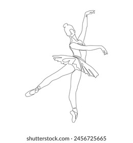 Continuous Line Art Drawing. Ballet Dancer ballerina. Vector Illustration silhouette of a dancer