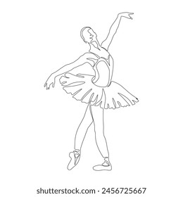 Continuous Line Art Drawing. Ballet Dancer ballerina. Vector Illustration silhouette of a dancer