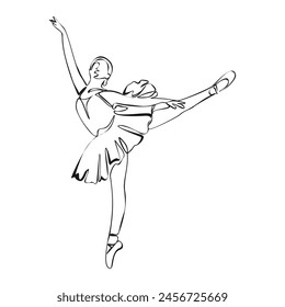 Continuous Line Art Drawing. Ballet Dancer ballerina. Vector Illustration silhouette of a dancer