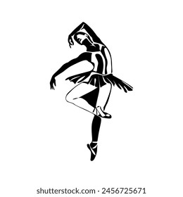 Continuous Line Art Drawing. Ballet Dancer ballerina. Vector Illustration silhouette of a dancer