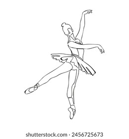 Dibujo de arte en línea continuo. Bailarina de ballet. Ilustración vectorial silueta de un bailarín