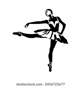 Dibujo de arte en línea continuo. Bailarina de ballet. Ilustración vectorial silueta de un bailarín