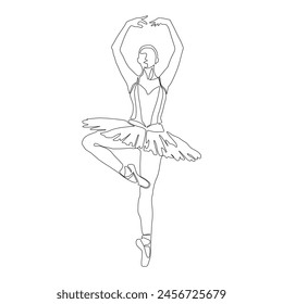 Continuous Line Art Drawing. Ballet Dancer ballerina. Vector Illustration silhouette of a dancer