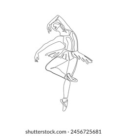 Continuous Line Art Drawing. Ballet Dancer ballerina. Vector Illustration silhouette of a dancer