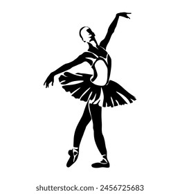 Dibujo de arte en línea continuo. Bailarina de ballet. Ilustración vectorial silueta de un bailarín