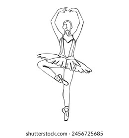 Continuous Line Art Drawing. Ballet Dancer ballerina. Vector Illustration silhouette of a dancer