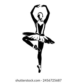 Continuous Line Art Drawing. Ballet Dancer ballerina. Vector Illustration silhouette of a dancer