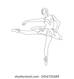 Continuous Line Art Drawing. Ballet Dancer ballerina. Vector Illustration silhouette of a dancer