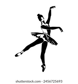 Continuous Line Art Drawing. Ballet Dancer ballerina. Vector Illustration silhouette of a dancer