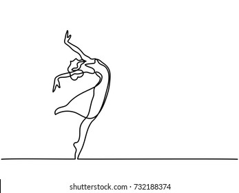 Continuous Line Art Drawing. Ballet Dancer Ballerina. Vector Illustration