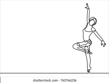 Continuous Line Art Drawing. Ballet Dancer ballerina. Vector Illustration
