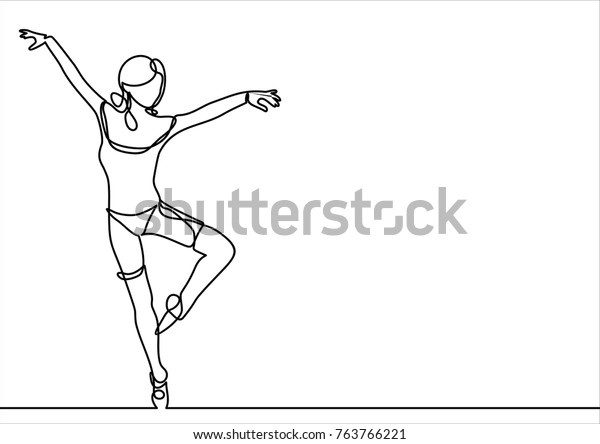 Continuous Line Art Drawing Ballet Dancer Stock Vector Royalty Free 763766221 Shutterstock 