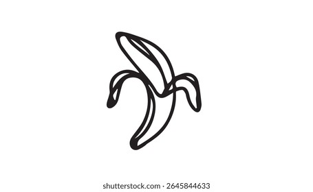 Continuous line art drawing of Banana. Minimalist banana fruit outline vector.