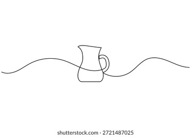 Continuous line art drawing of a beverage pitcher or jug