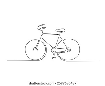 Continuous line art drawing of bicycle healthy transportatioin. Bike in one line drawing illustration. Editable stroke.