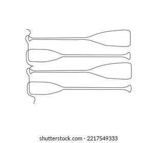 Continuous line art drawing of boat Paddle. Wooden paddle  single line art drawing vector illustration.